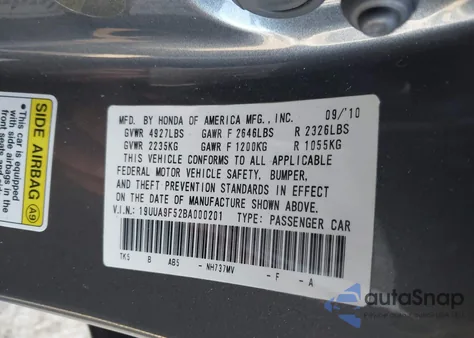 2011 Acura Tl 3.7 from USA, damaged, VIN 19UUA9F52BA000201